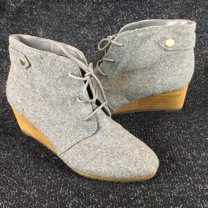 Dr. Scholls Wool Blend Lace Up Wedge Ankle Boots Booties Sz 7M Gray